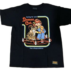 Steven Rhodes Demon Cat Short Sleeve Black Graphic T-Shirt Women’s XS